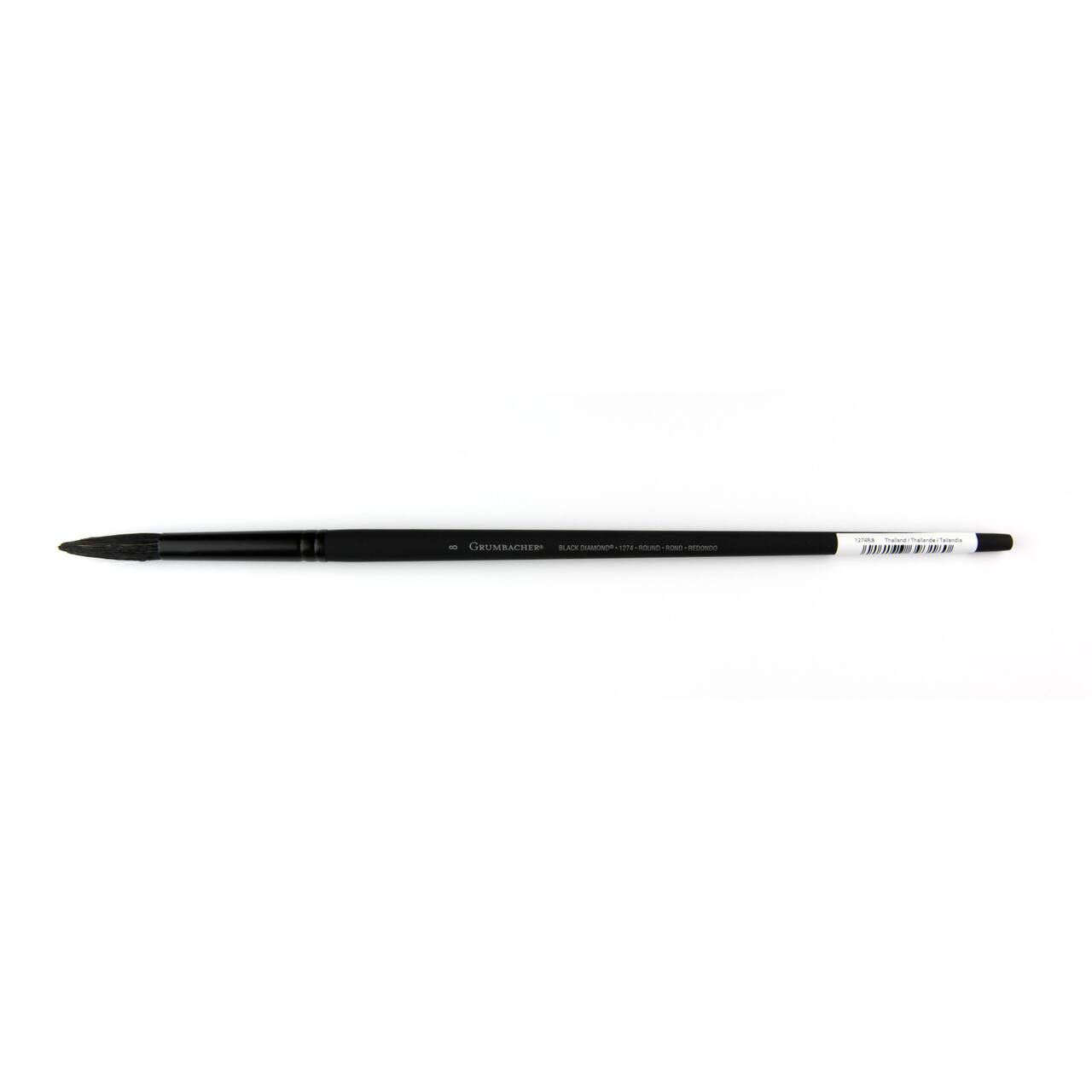 Grumbacher&#xAE; Black Diamond&#x2122; Hog Bristle Long Handle Round Brush, Size 8
